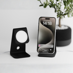 Minimalist MagSafe Phone Stand – Modern Magnetic Desk Holder for iPhone | Sleek Matte Design