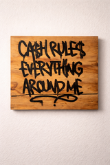 Cash Rules Wooden Engraved Plaque Wall Piece 12x12