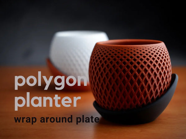 FETARO Polygon Halo Planter with fitted wrap-around plate
