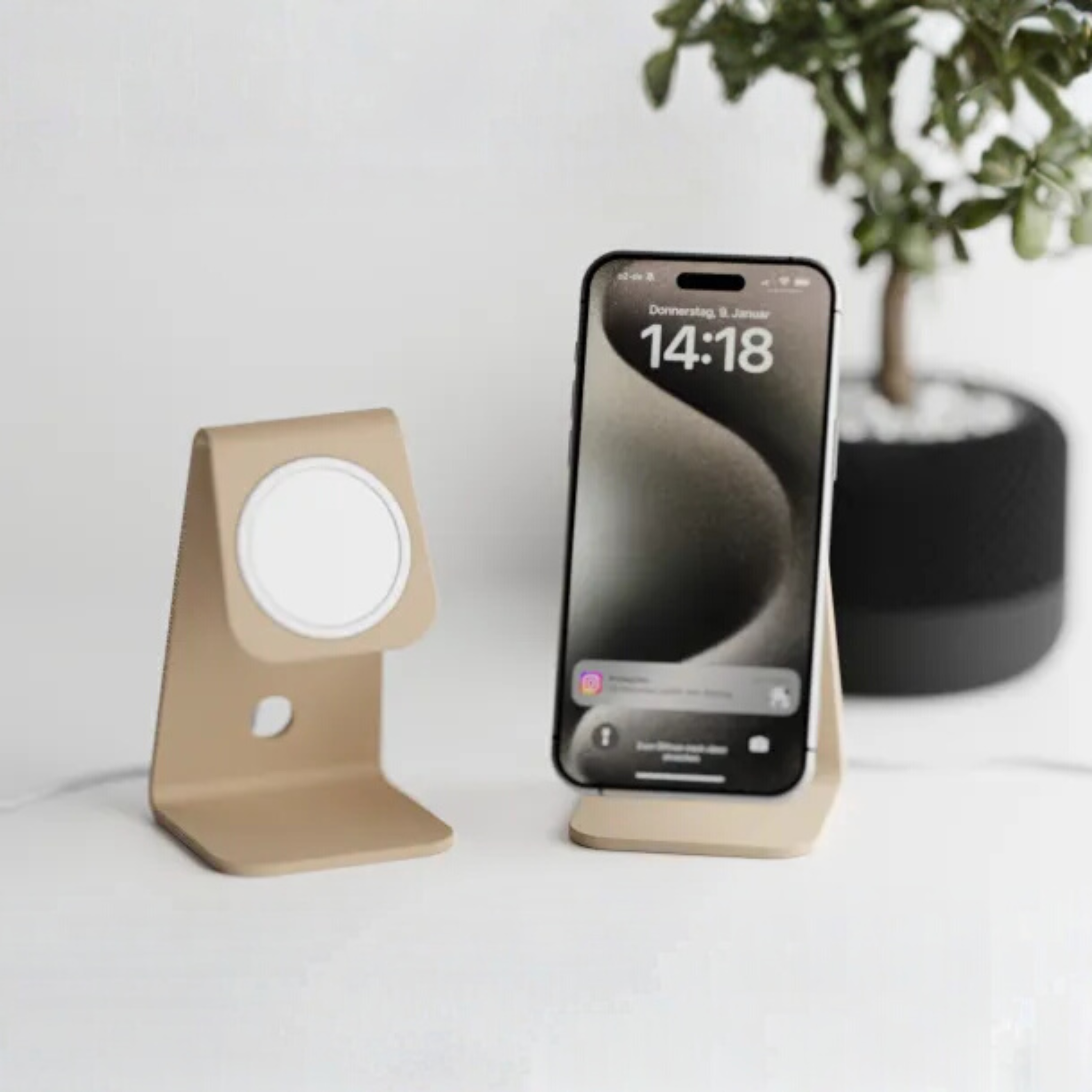 Minimalist MagSafe Phone Stand – Modern Magnetic Desk Holder for iPhone | Sleek Matte Design