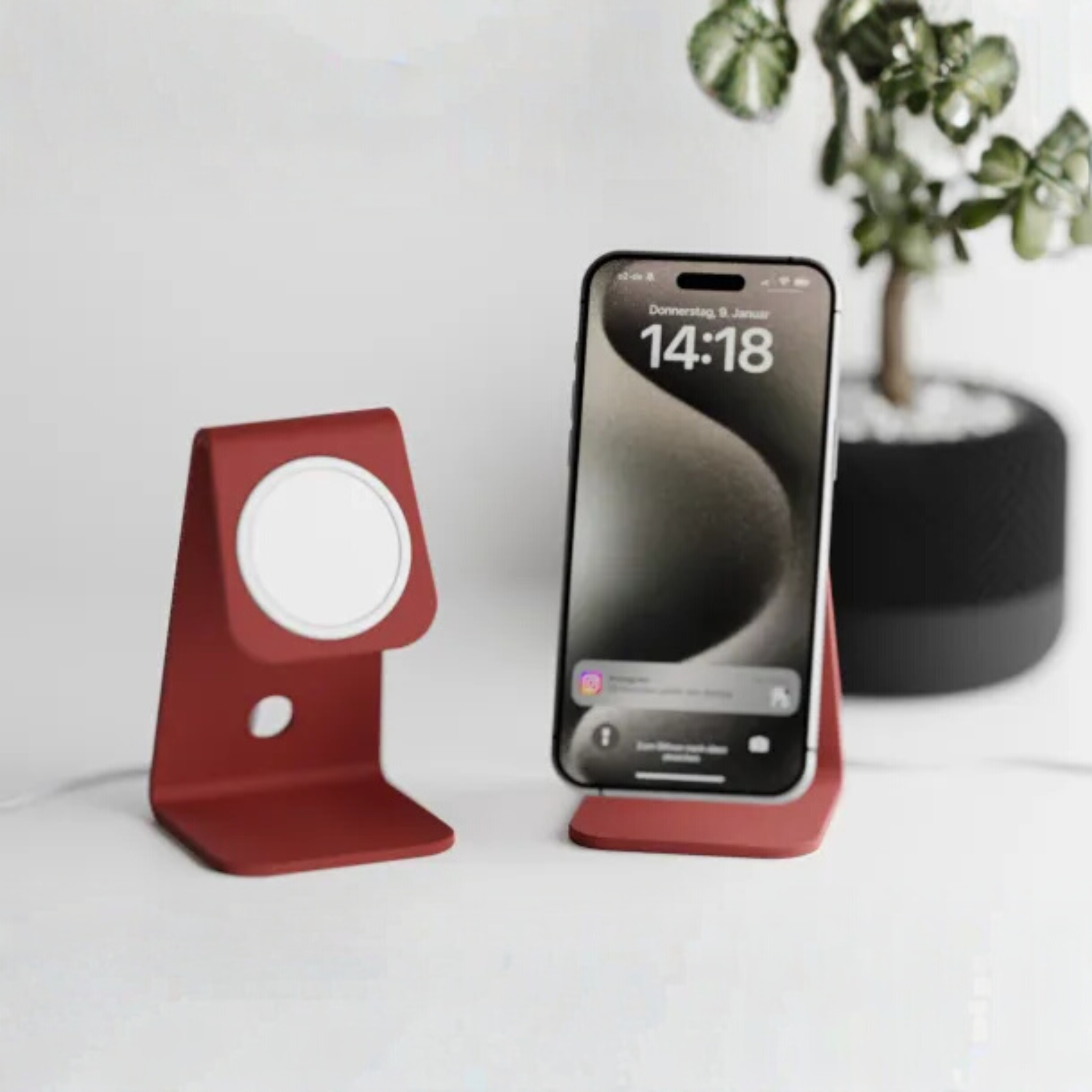 Minimalist MagSafe Phone Stand – Modern Magnetic Desk Holder for iPhone | Sleek Matte Design