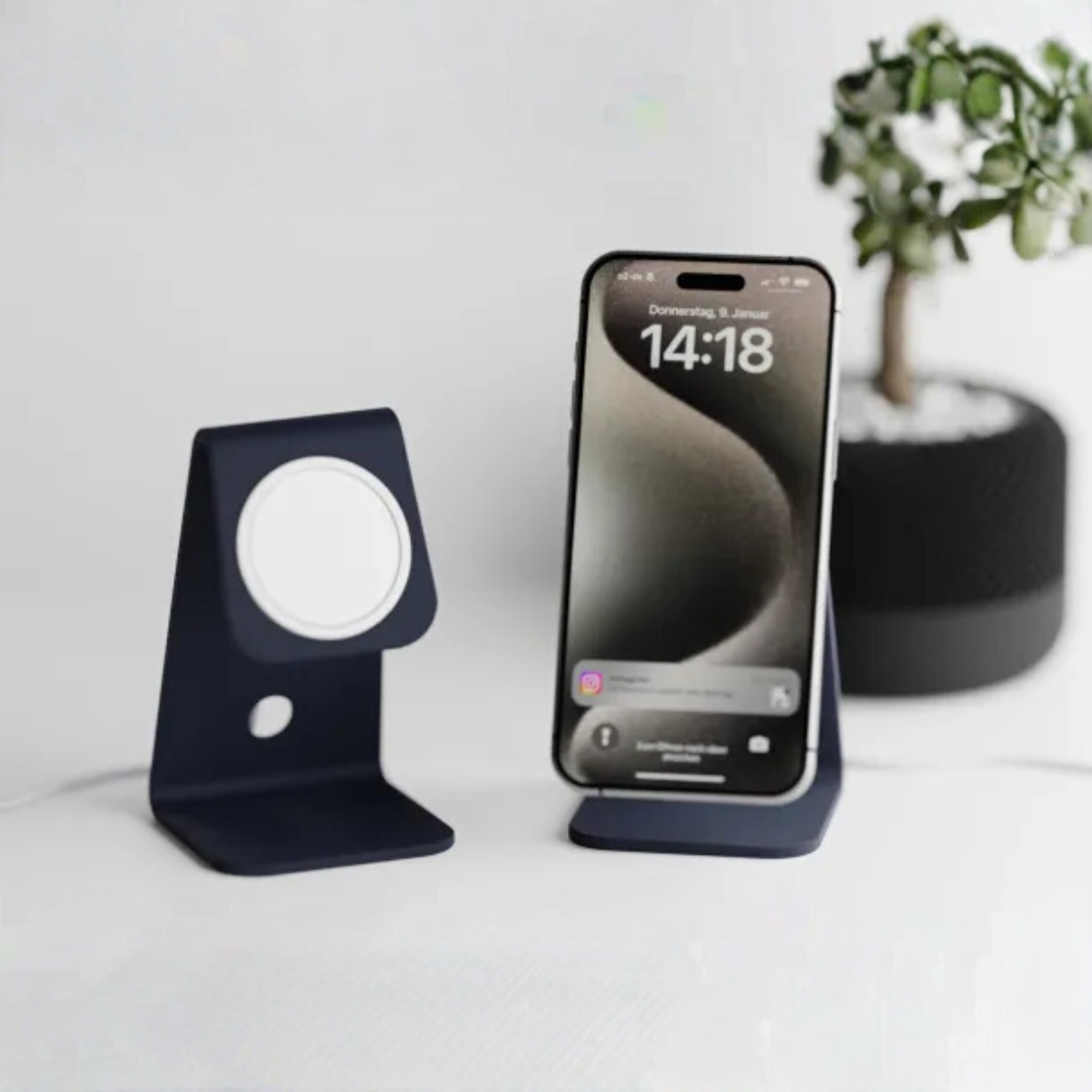 Minimalist MagSafe Phone Stand – Modern Magnetic Desk Holder for iPhone | Sleek Matte Design