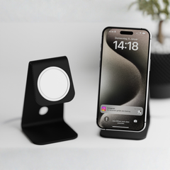 Minimalist MagSafe Phone Stand – Modern Magnetic Desk Holder for iPhone | Sleek Matte Design