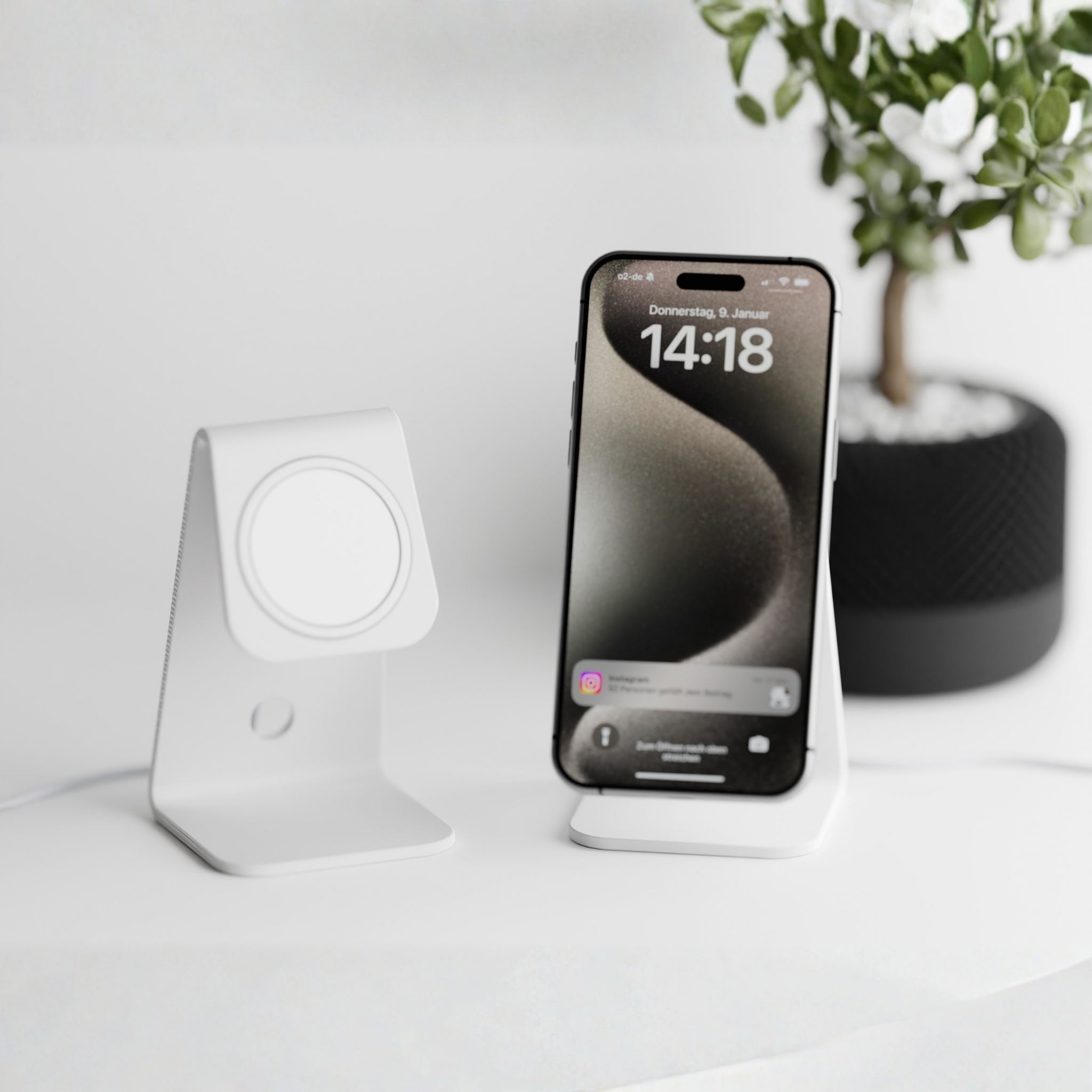 Minimalist MagSafe Phone Stand – Modern Magnetic Desk Holder for iPhone | Sleek Matte Design