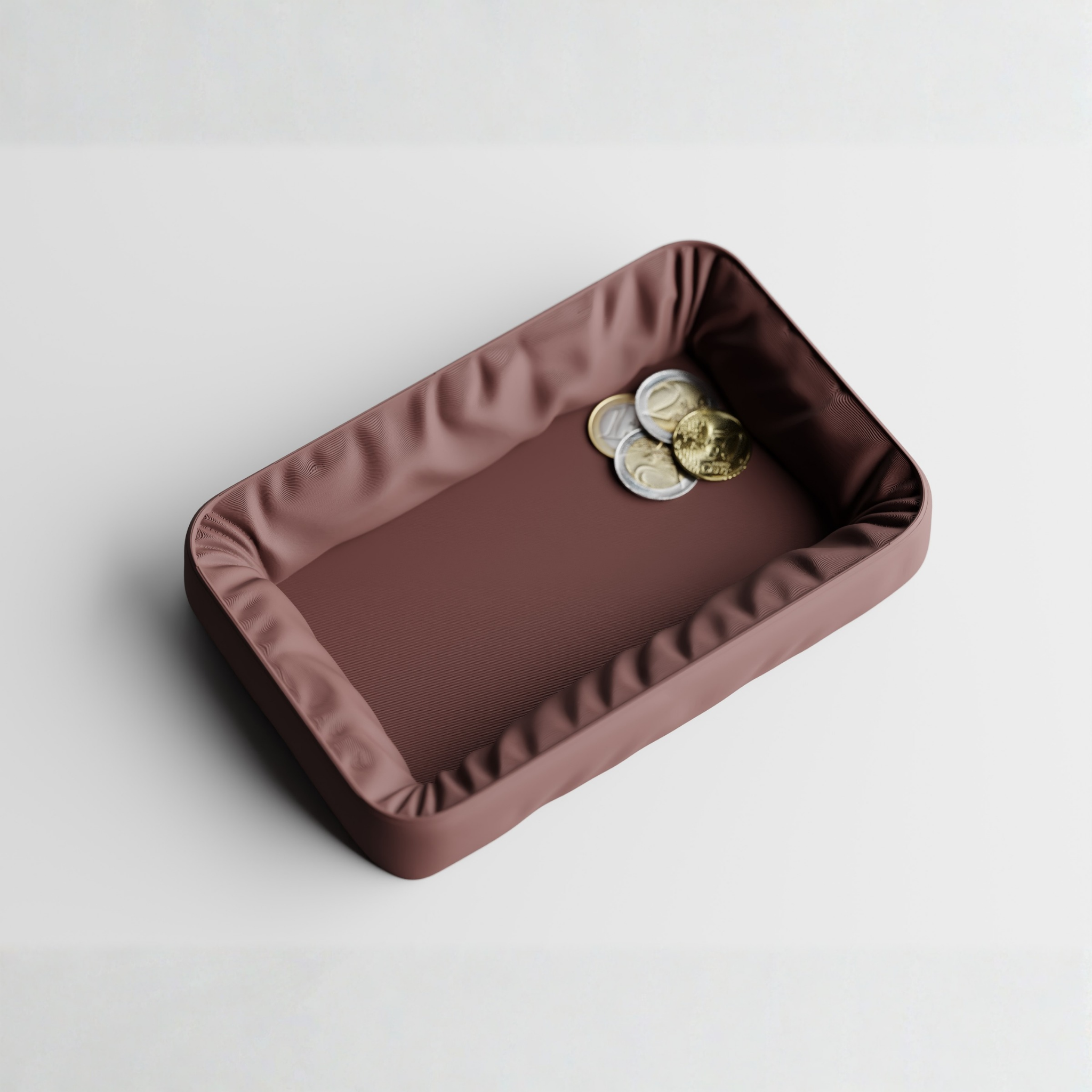 Nuvia Soft-Touch 3D Printed Valet Tray - Modern Minimal Catchall Dish for Keys, Coins & Desk Essentials