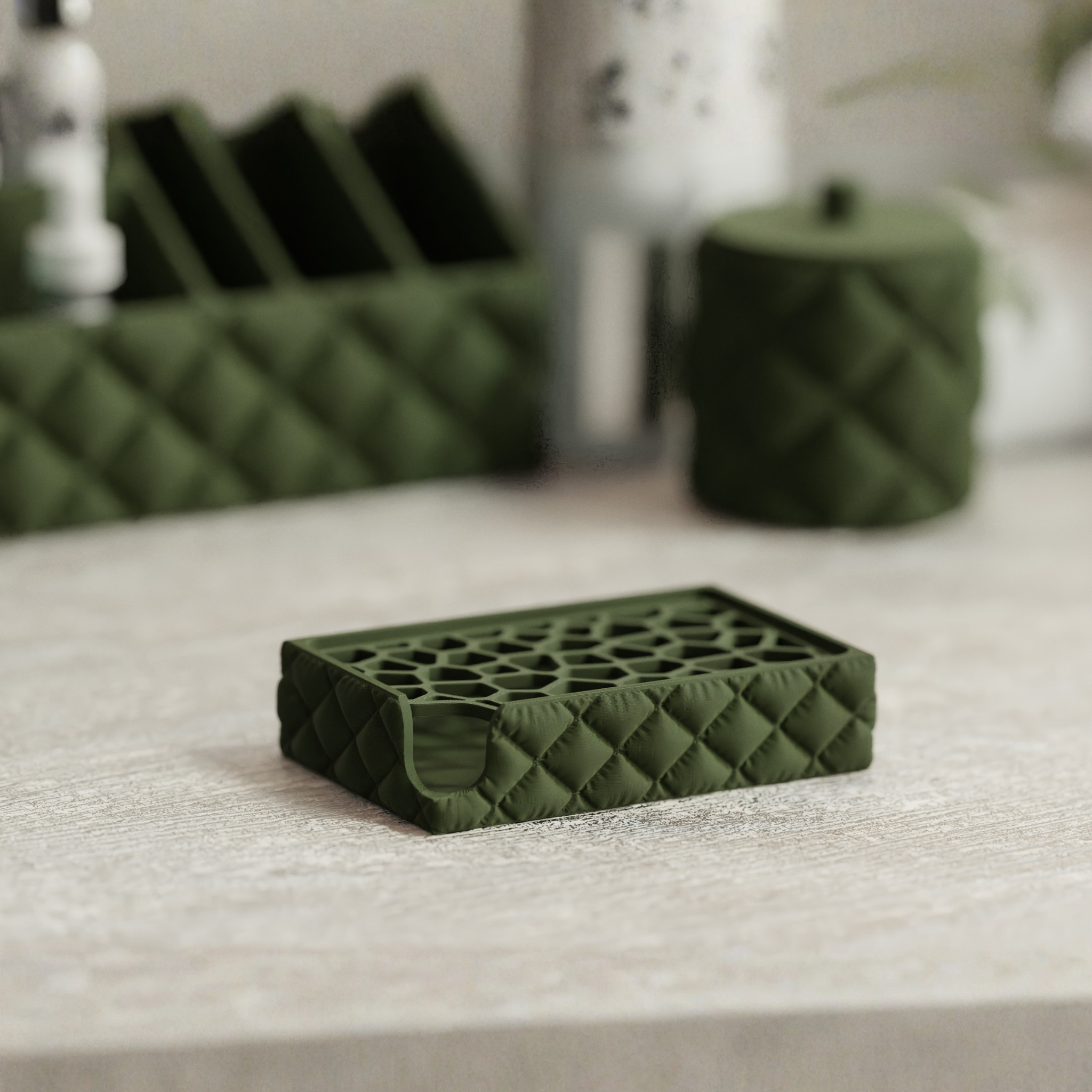 Modern 3D Printed Soap Dish with Interchangeable Drain Designs - Stylish & Durable Bathroom Accessory