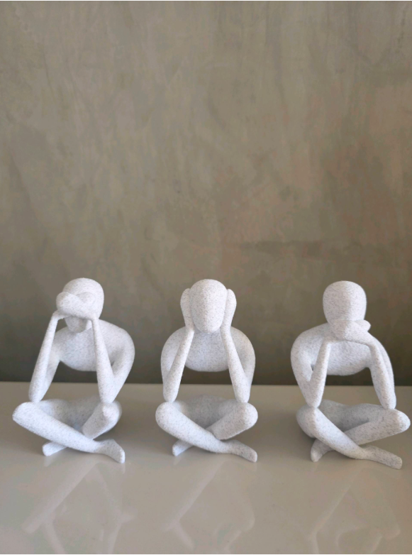 No Evil Trio - Minimalist Modern Sculptures Inspired by the Timeless Proverb