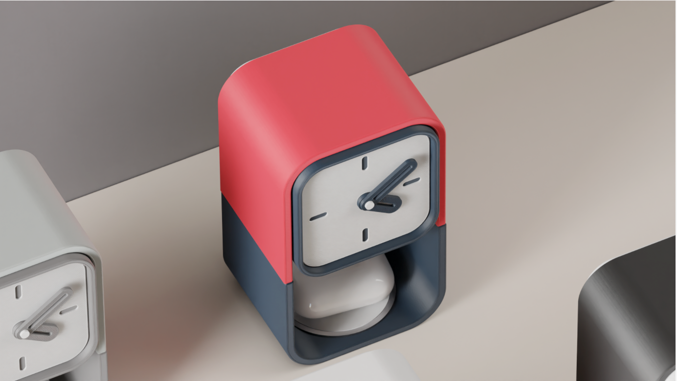 Desk Clock With Airpod Charger and Storage